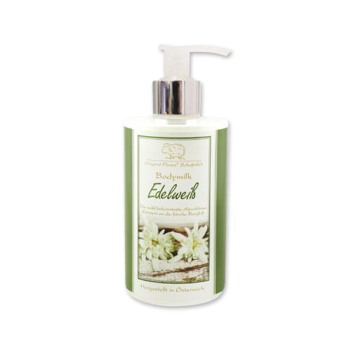 Bodymilk met biologische schapenmelk 250ml in een dispenser, Edelweiss